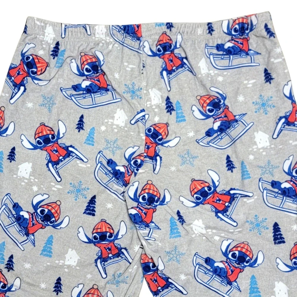 Disney Stitch Pajama Pants Womens Sz 2X 18W/20W Gray Fleece Winter Christmas - Picture 4 of 5